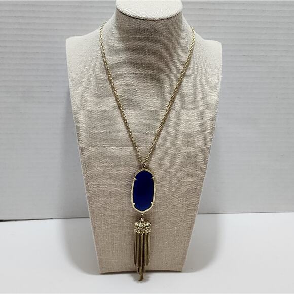 Kendra Scott Cobalt Blue and Gold Rayne Necklace‎ - Picture 4 of 7